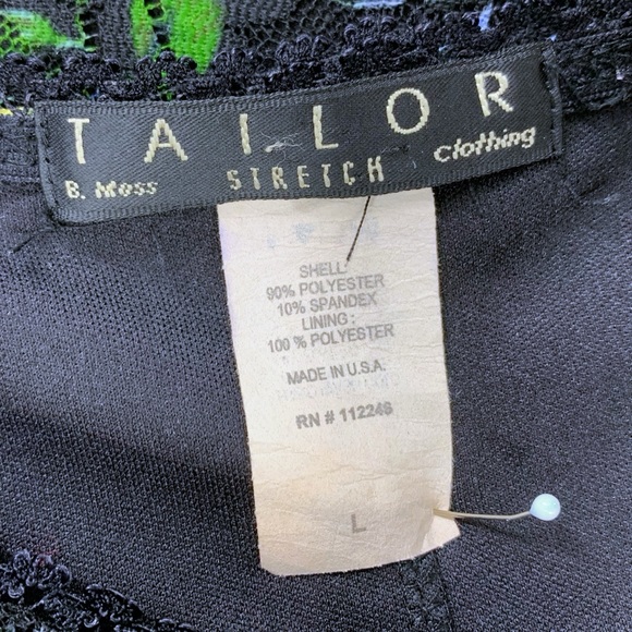 Vintage Black Floral Stretch Lace Midi Length Skirt by Tailor B.Moss USA - Picture 11 of 16